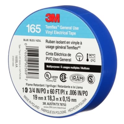 Cinta aislante vinílica temflex 3M UU009468818 · 165 3/4¨ x18m azul