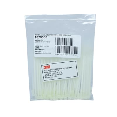 Amarracable 3M WE600011640 · blanco 100x2.5mm x100und (paquete x100)