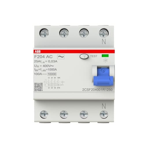 Interruptor diferencial ABB F204 AC-25/0.03 · 4P 25A 30mA tipo AC serie F200-Ac (F204-AC-25/0.03)