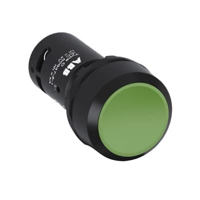 Pulsador NO luminoso rasante ABB 1SFA619100R1012 · verde 22mm 1NA plástico negro integrado
