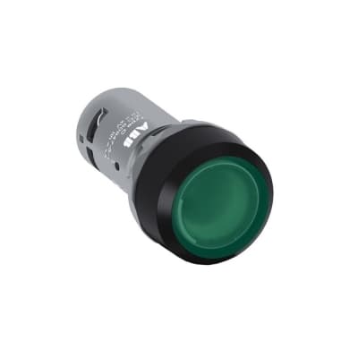 Pulsador luminoso rasante LED ABB 1SFA619100R1212 · verde 22mm con LED 230VAC con block 1NA