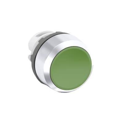 Cabeza para pulsador NO luminoso rasante ABB 1SFA611100R3002 · verde 22mm plástico cromado