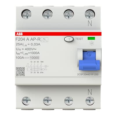 Interruptor diferencial ABB F204 A-25/0.03 AP-R · 4P 25A 30mA serie F200-A apr superinmunizados (F204-A-25/0.03-AP-R)