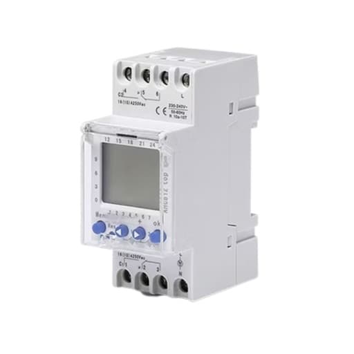 Interruptor horario digital ALION AHC612 · 16A 230VAC 2 canales 2NA 2NC 30 programaciones