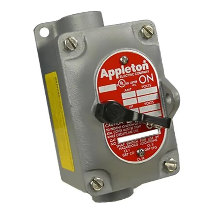 Interruptor de conmutación A prueba de explosion APPLETON EFSC175F3W · 20A con caja + 2 ingresos de 3/4"