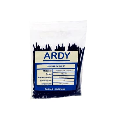 Amarracable ARDY GT-100MC-UV · negro 100x2.5mm x100und UV (paquete x100)