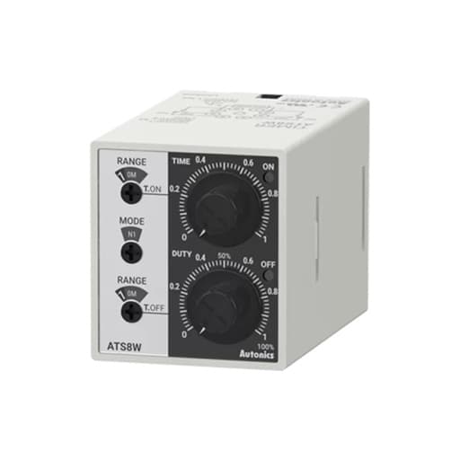 Temporizador analógico cíclico AUTONICS ATS8W-41 · 38x42 mm, 0.1 s–10 h, 100–240 VAC / 24–240 VDC, 8 pines
