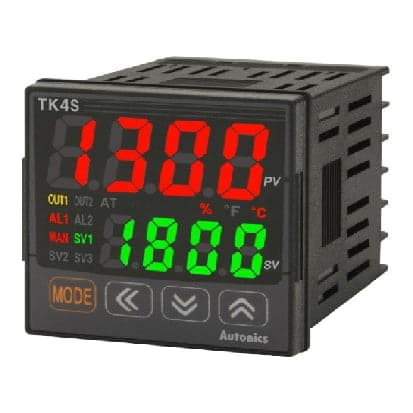Imagen referencial de la serie: Controlador de temperatura PID AUTONICS TK4S-14CN · 4 dígitos con alarma, 100-240VAC, 48x48mm