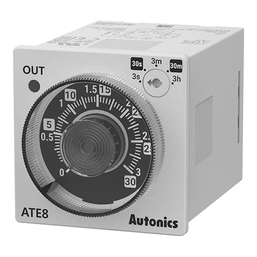 Temporizador analógico AUTONICS ATE8-43 · 30S-30M-3H, 100-240VAC/24-240VDC, 48x48mm