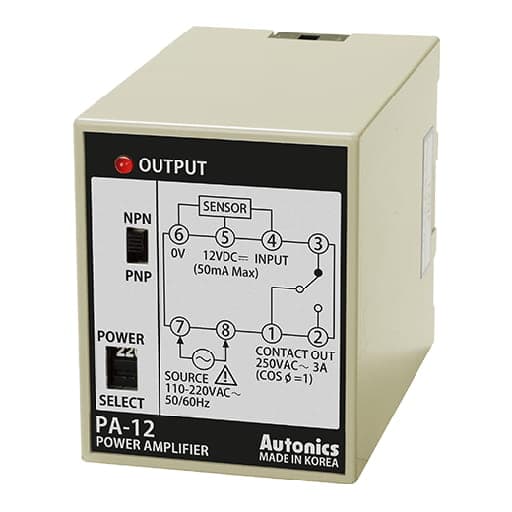 Relé amplificador AUTONICS PA-12 · interruptor de entrada NPN / PNP doble voltaje de 110