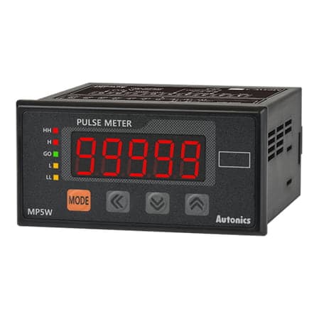 Tacómetro digital AUTONICS MP5W-45 · 5 dígitos, tipo 0-99999s, voltaje PNP, 100-240VAC~50/60Hz