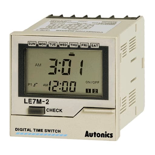 Temporizador digital horario Semanal/Anual AUTONICS LE7M-2 · 220-240VAC, 72x72mm