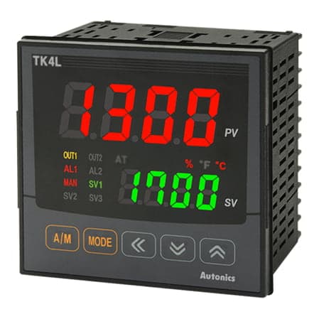Controlador de temperatura PID AUTONICS TK4L-R4CN · 4 dígitos con alarma, 100-240VAC, 96x96mm