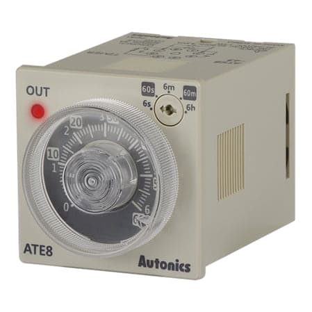 Temporizador analógico AUTONICS ATE8-46 · 60S-60M-6H, 100-240VAC/24-240VDC, 48x48mm