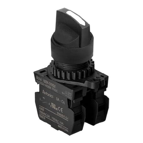 Cabezal de selector AUTONICS S2SR-S7W · cabezal, planca corta 3Posicion mantenido, blanco (solo cabezal: bloque de contactos aparte)