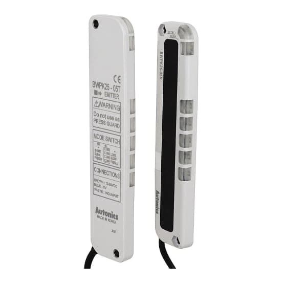 Sensor de área tipo barrera seguridad NPN NA AUTONICS BWPK25-05 · detección de 0.1A 3 m, 12-24VDC