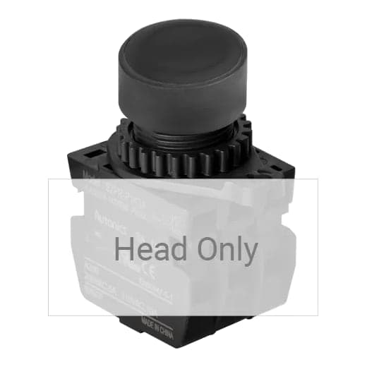 Cabezal de pulsador AUTONICS S2PR-P1K · negro, T.Redondo ext, cabezal 22/25mm (solo cabezal: bloque de contactos aparte)