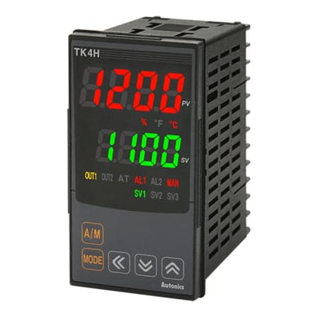 Imagen referencial de la serie: Controlador de temperatura PID AUTONICS TK4H-14RN · 4 dígitos con alarma, 24VAC/24-48VDC