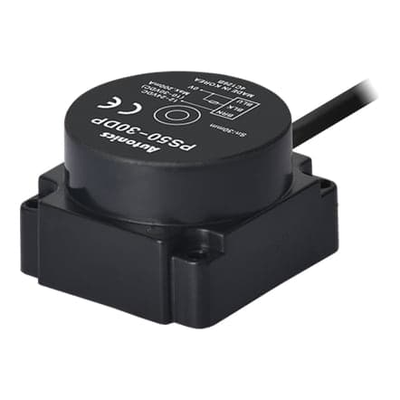 Sensor proximidad PNP NA AUTONICS PS50-30DP · tamaño 50mm, detección 30mm, 90x90x1mm