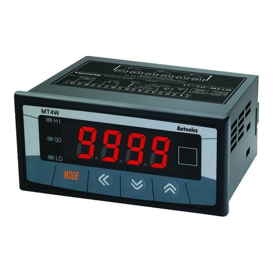 Imagen referencial de la serie: Medidor digital para panel múltiple AUTONICS MT4W-AA-41 · 4 dígitos, 5A corriente AC, 96x48mm