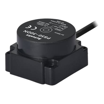 Sensor proximidad NPN NA AUTONICS PS50-30DN · tamaño 50mm, detección 30mm, 90x90x1mm