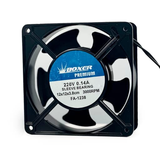 Ventilador axial BOXER FA-1238 · 120x120x38mm 220VAC, 0.14A 3000 RPM