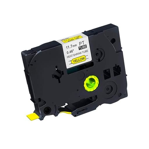 Cinta termocontraíble para rotulador BROTHER HSE-631 · negro sobre amarillo 12mm
