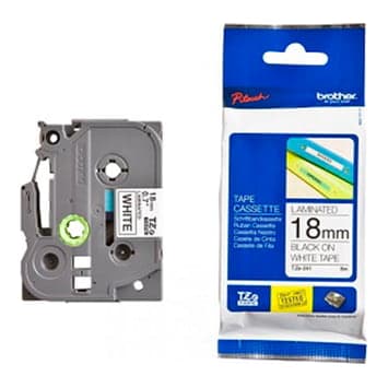 Cinta para rotulador BROTHER TZE-241 · negro sobre blanco 18mm