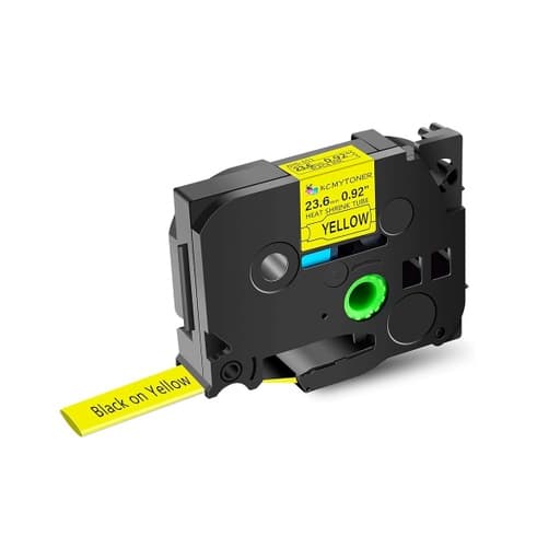 Cinta termocontraíble para rotulador BROTHER HSE-651 · negro sobre amarillo 24mm