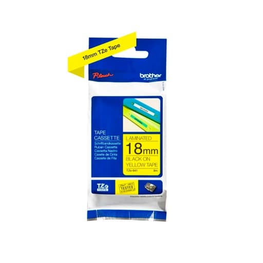 Cinta para rotulador BROTHER TZE-641 · negro sobre amarillo 18mm