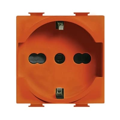 Tomacorriente para empotrar schuko BTICINO J4140A16O · 2x16A+T 250V 2 módulos naranja Matix