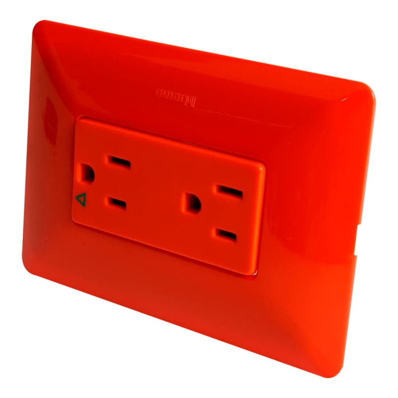 Tomacorriente UL duplex BTICINO AM5028IGR · 2P+T aislada 15A 3 mód. MÀTIX naranja