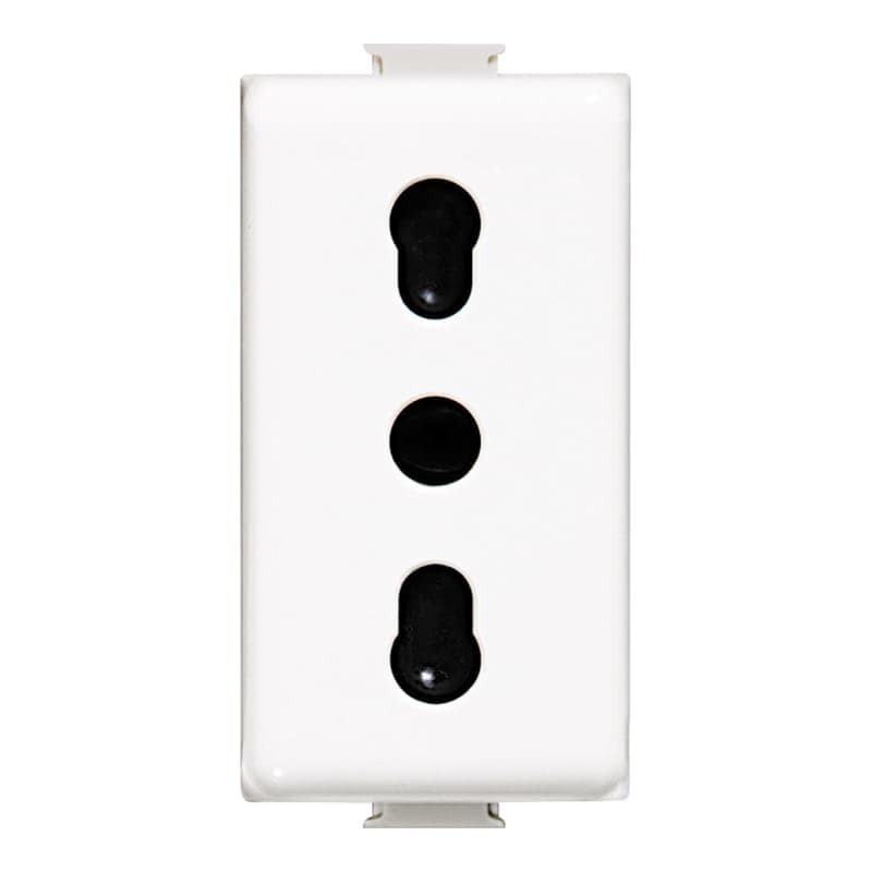 Tomacorriente bipaso BTICINO AM5180AB · 2P+T 10A y 16A - 250VAC. 1 mod. MÀTIX antimicrobial blanco