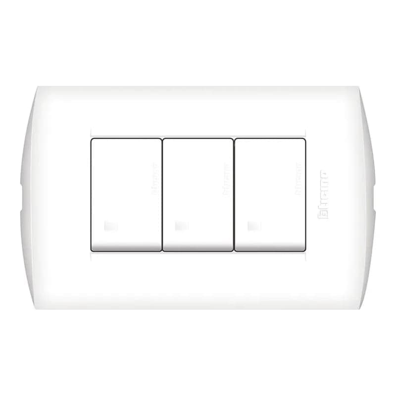 Interruptor triple unipolar BTICINO AE2300EB · 10A 250V modus style blanco