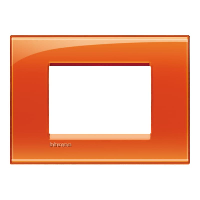 Placa BTICINO LNA4803OD · 3 módulos naranja ligth