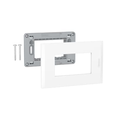 Placa BTICINO AH5S3EB · 3 módulos con soporte blanco