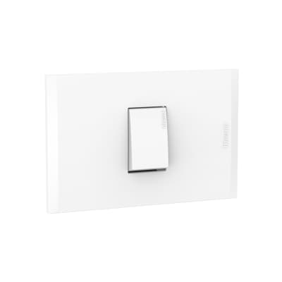 Imagen referencial de la serie: Interruptor unipolar simple BTICINO AH2100EB · 10AX-250V blanco con placa blanco