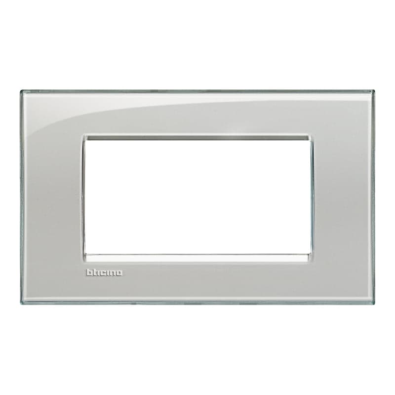 Placa tecnopolimero BTICINO LNA4804KG · 4 mod. LIVING-LIGHT rectangular gris hielo