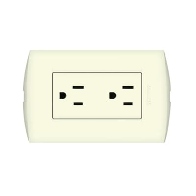 Tomacorriente dúplex BTICINO AE2228E2M · 2x15A+T 250V placa marfil modus style marfil