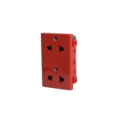 Toma duplex BTICINO AM5025DR · 2P+T 16A. 127/250VAC. MATIX rojo