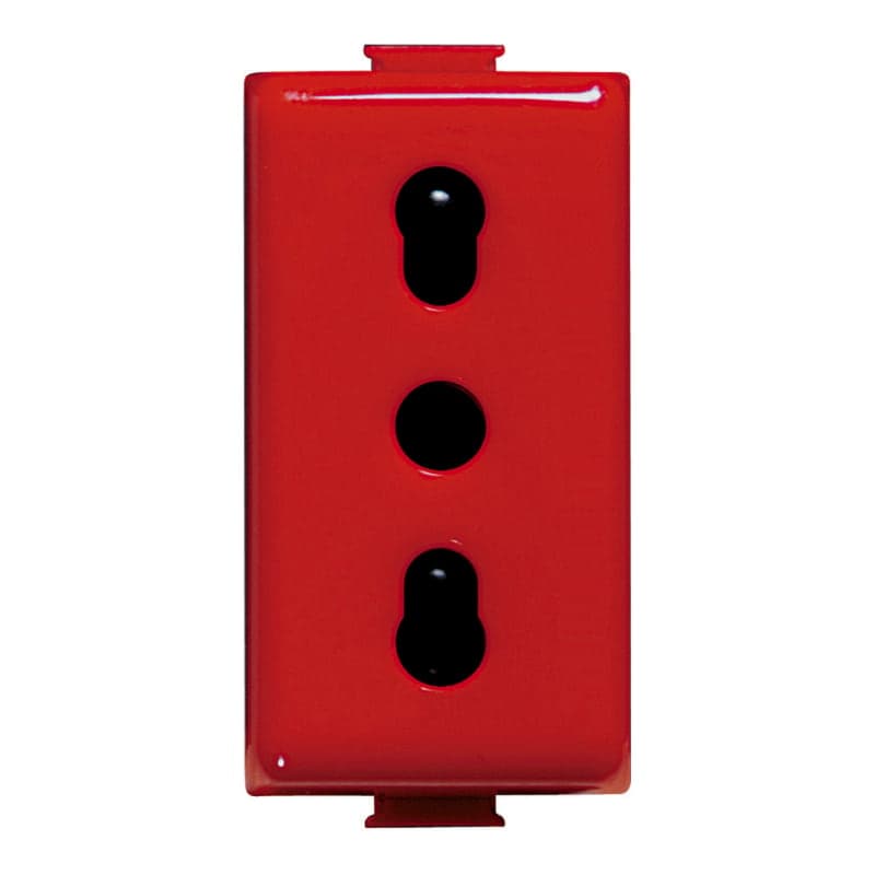 Tomacorriente bipaso BTICINO A5180R · 2P+T redondo 10/16A-250V 1 mod. MÀTIX rojo