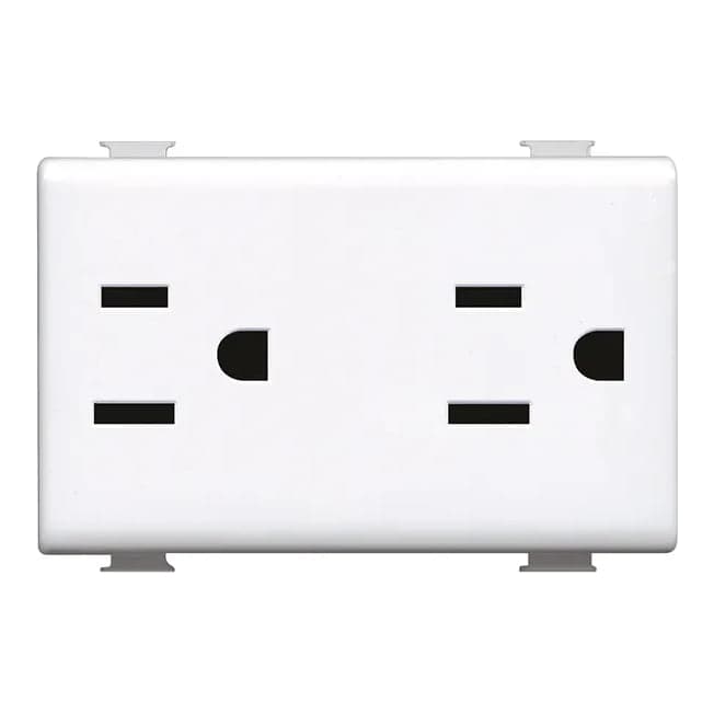 Toma. duplex BTICINO AM5115DS · 2P+T 15A. 127/250V. 3MOD blanco