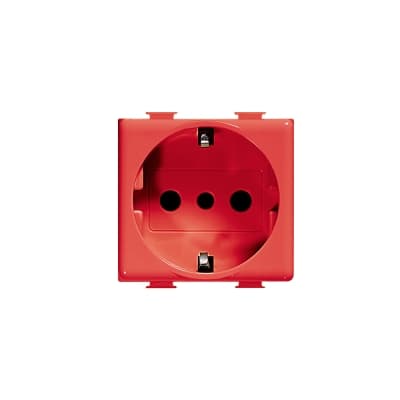 Tomacorriente tipo schuko BTICINO A5440/3R · 2P+T 10/16A-250V 2 mod. MÀTIX rojo