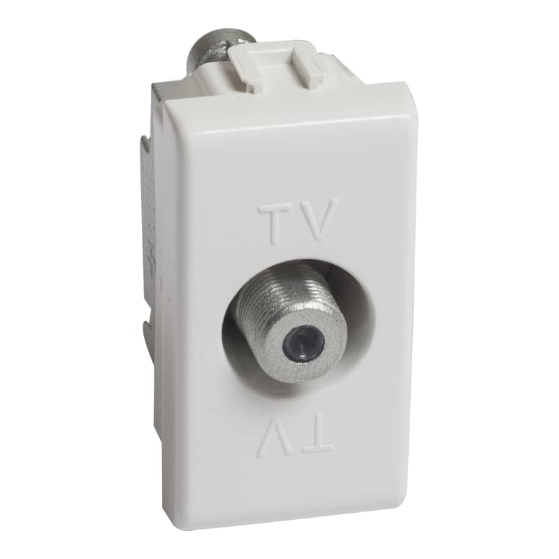Toma tv tipo F coaxial BTICINO AM5202F · 1 mod. MATIX blanco