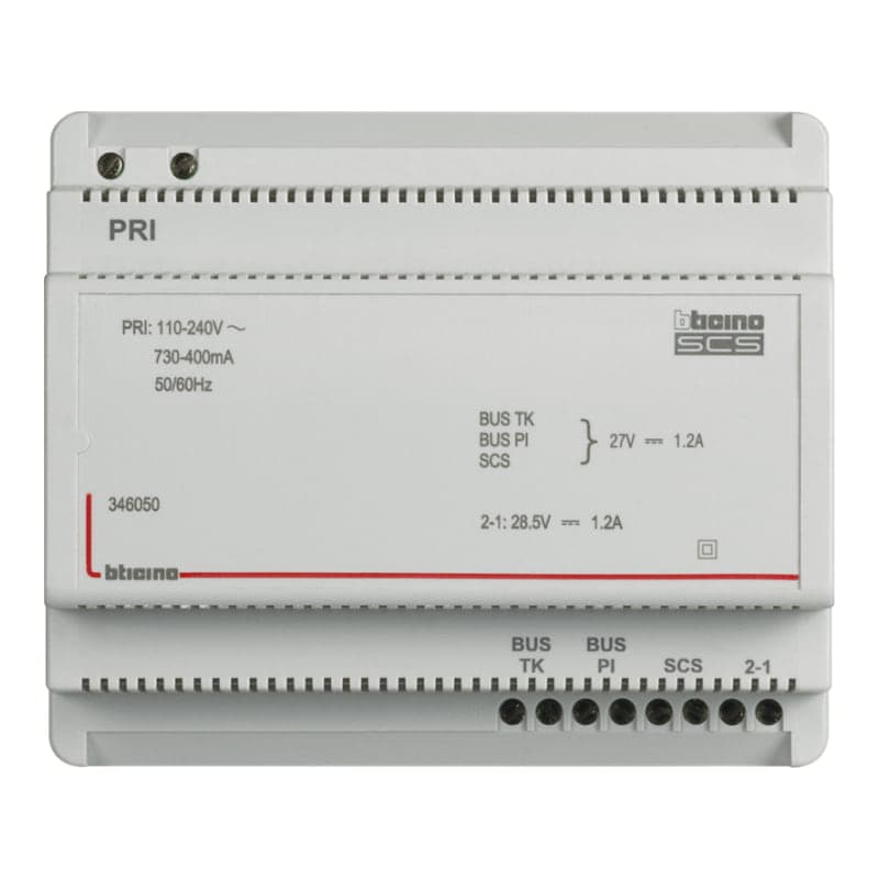 Alimentador BTICINO 346050 · 2 hilos AUDIO/VIDEO, 6 mod. DIN 27V - 1.2A