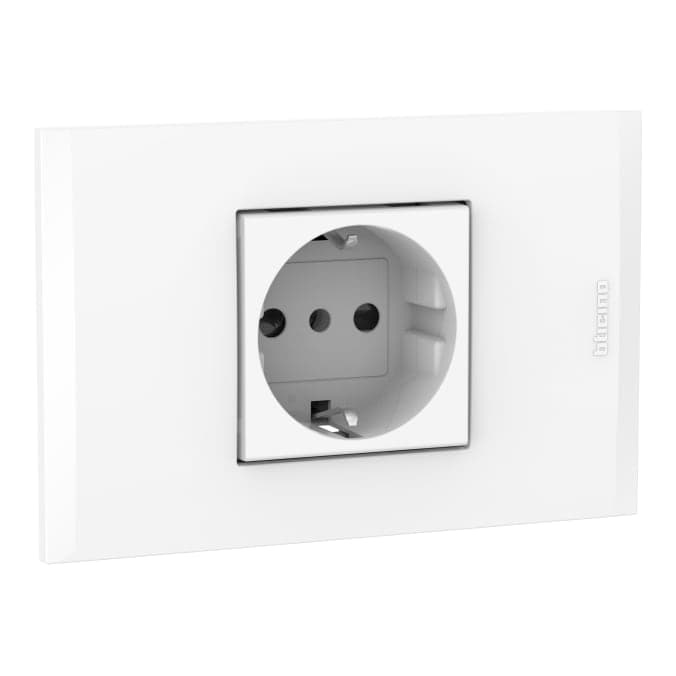 Toma schuko BTICINO AH2140EB · 16A-250V blanco con placa blanco