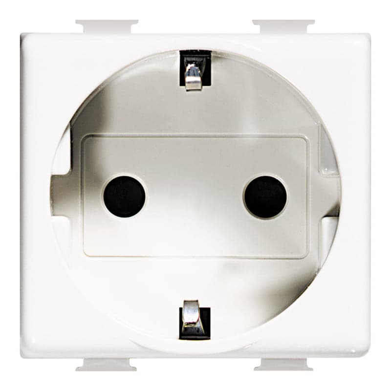Tomacorriente tipo schuko BTICINO AM5440V2AB · 2P+T 16A - 250VAC. 2 mod. MÀTIX antimicrobial blanco