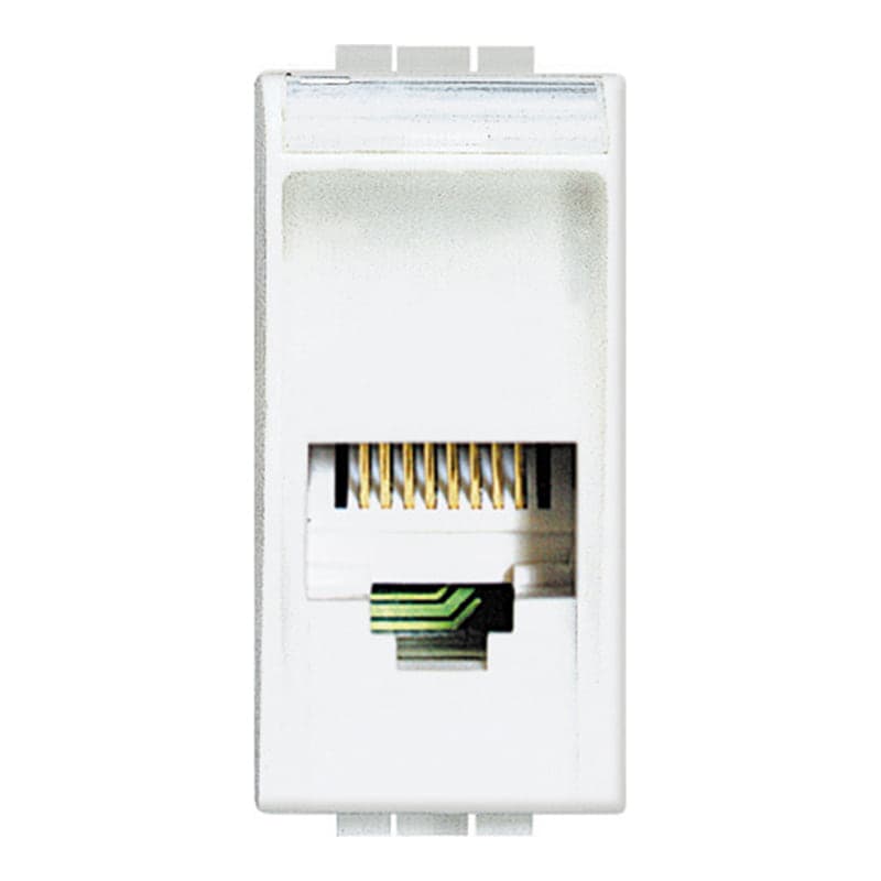 Conector telef BTICINO N4258/11N · 2PAR tipo RJ11 1MOD LIVING blanco
