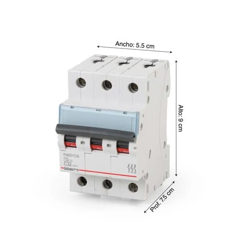 Imagen referencial de la serie: Interruptor termomagnético BTICINO FN830YC6 · 3P C6A 10/6kA 220/440V C DIN btdin