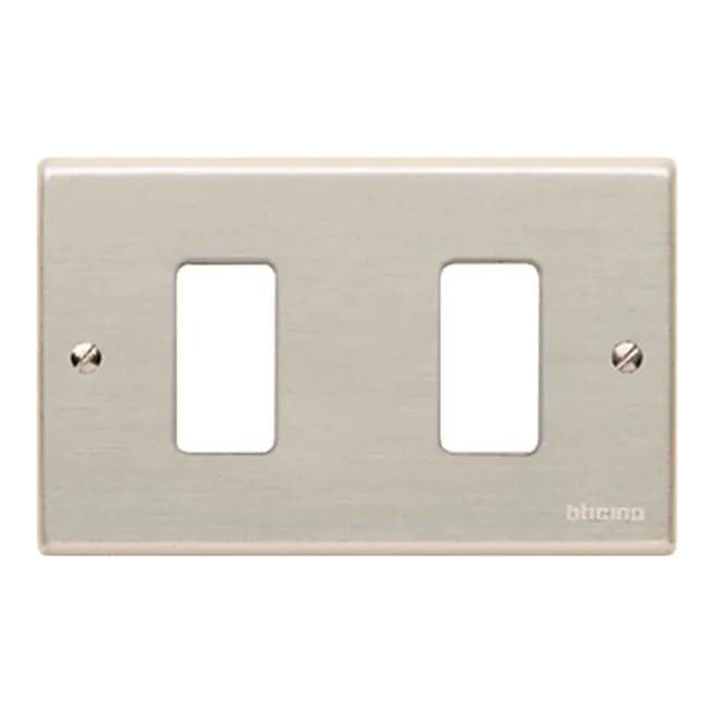 Placa alum BTICINO 503/2SR · 2 cav. MAGIC con torn. con soporte